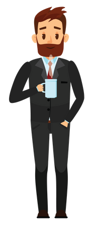 Businessman holding coffee cup  Illustration