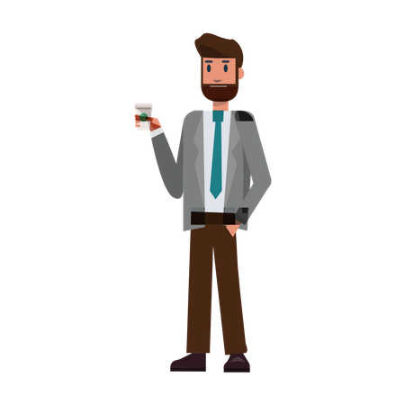 Businessman holding coffee  Illustration