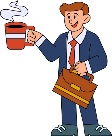 Businessman Holding Coffee  Illustration