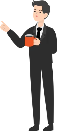 Businessman Holding Coffee  Illustration