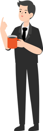 Businessman Holding Coffee  Illustration