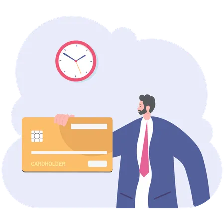 Businessman holding credit card  Illustration