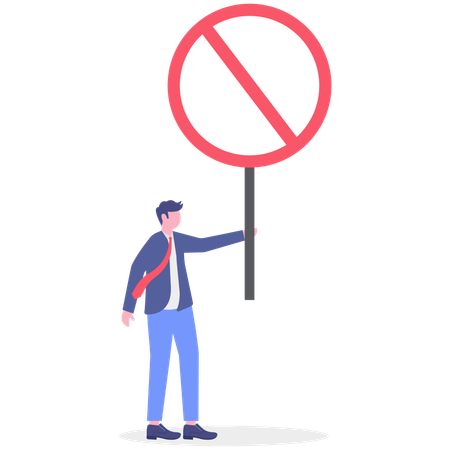 Businessman holding danger board  Illustration