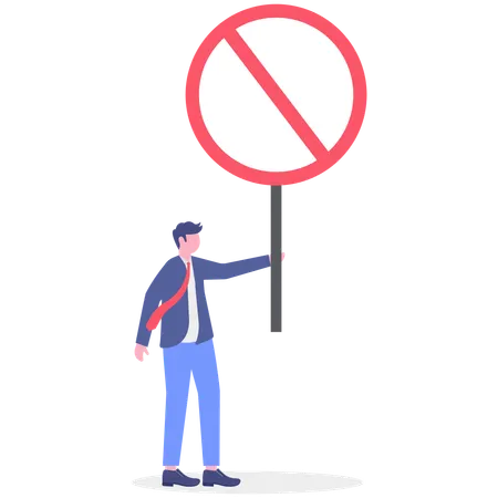 Businessman holding danger board  Illustration
