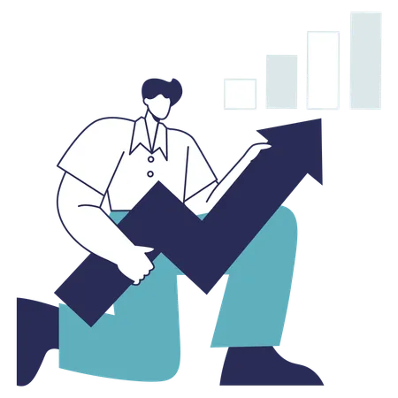 Businessman holding Data Growth chart  Illustration