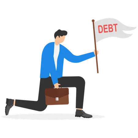 Businessman Holding Debt Flag Sign Concept Business Vector Illustration Illustration