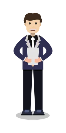 Businessman holding document Illustration
