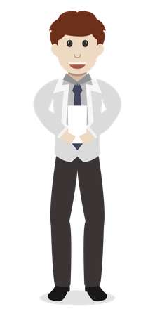 Businessman holding document Illustration