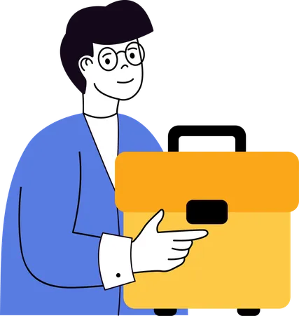 Businessman holding documents bag  Illustration