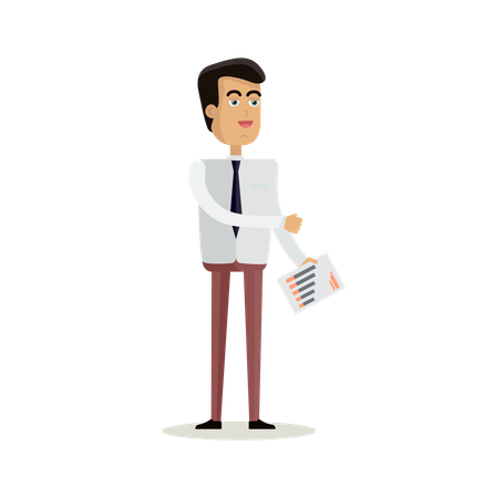 Businessman holding documents  Illustration