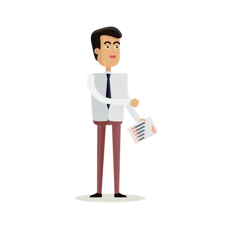 Businessman holding documents  Illustration