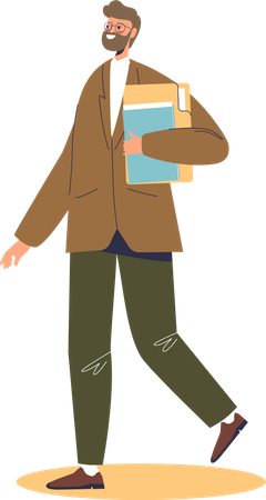 Businessman holding documents with reports  Illustration