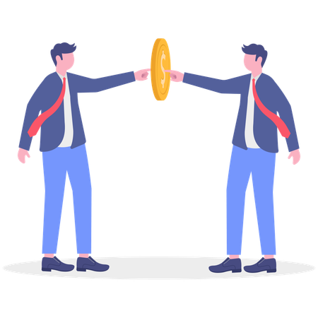 Businessman holding dollar coin  Illustration
