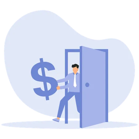 Businessman holding dollar sign  Illustration