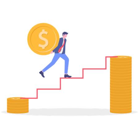 Businessman holding dollar while getting Profit  Illustration