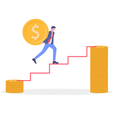 Businessman holding dollar while getting Profit  Illustration
