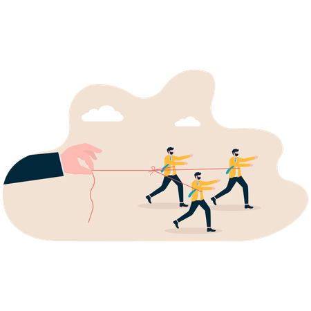 Businessman holding employees back  Illustration