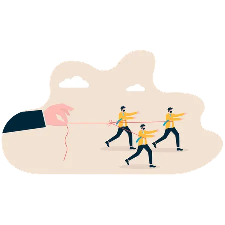 Businessman holding employees back  Illustration