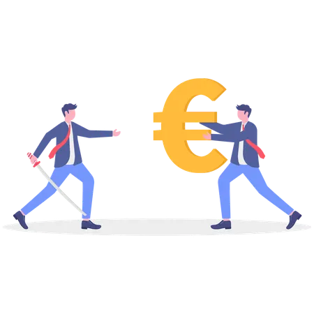 ユーロ硬貨を持つビジネスマン  イラスト
