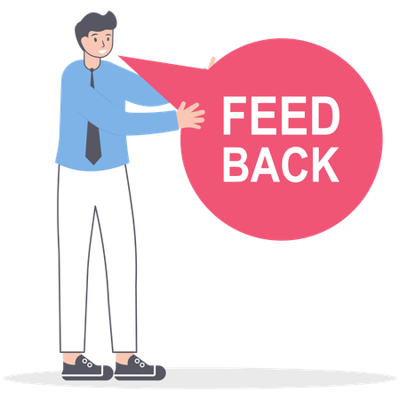 Businessman holding feedback message  Illustration