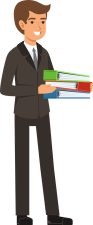 Businessman holding files Illustration