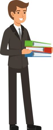 Businessman holding files  Illustration