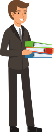 Businessman holding files  Illustration