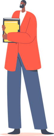 Businessman holding files  イラスト