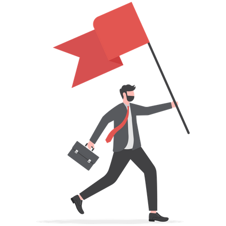 Businessman holding flag and running to success  Illustration