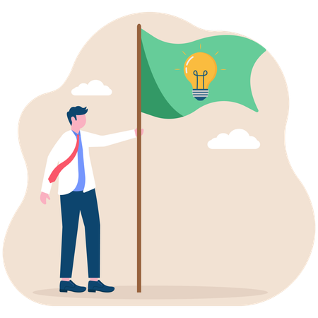 Businessman holding flag with dollar symbol  Illustration