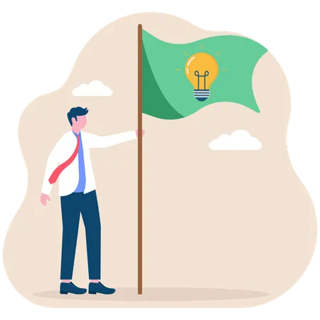 Businessman holding flag with dollar symbol  Illustration