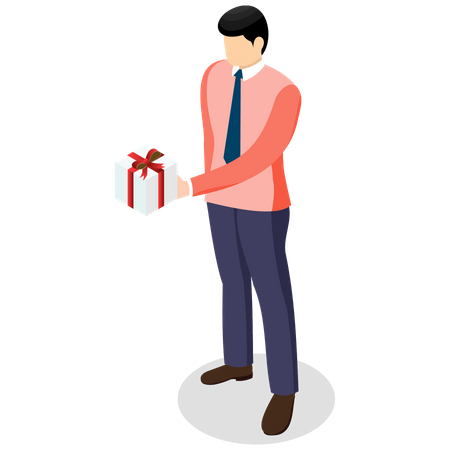 Businessman holding gift  Illustration