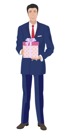 Businessman holding gift  Illustration