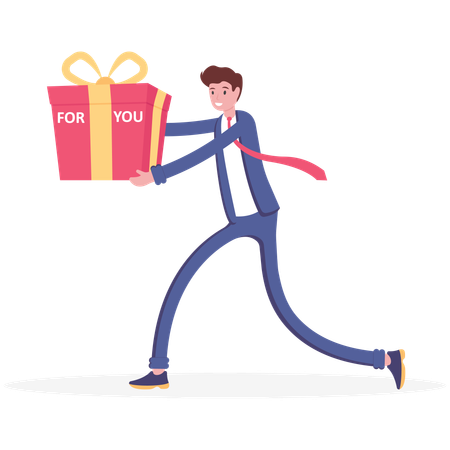 Businessman holding gift box  Illustration