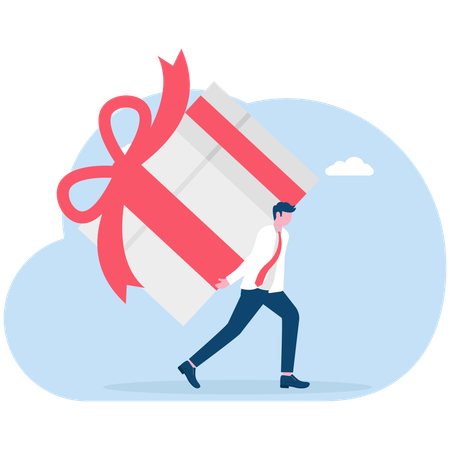 Businessman holding gift box  Illustration