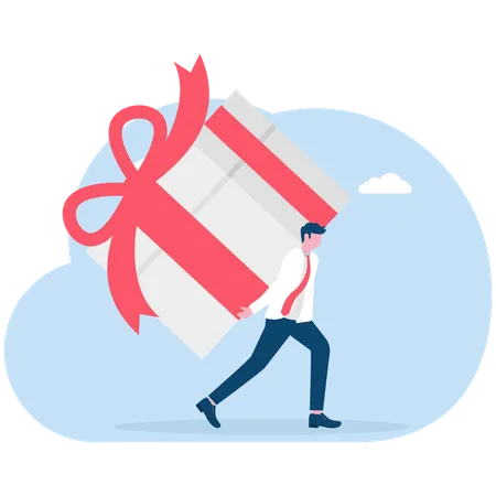 Businessman holding gift box  Illustration