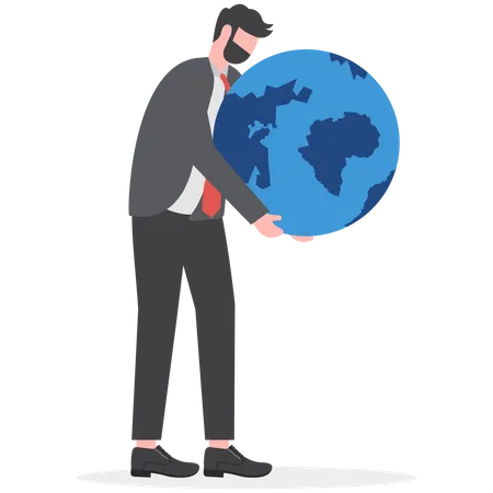 Businessman Holding Globe Concept People And Earth Vector Illustration Illustration