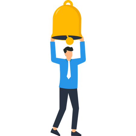 Businessman Holding Golden Bell  Illustration