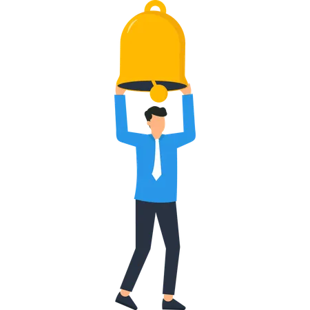 Businessman Holding Golden Bell  Illustration