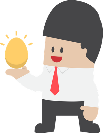Businessman holding golden egg in his hand Illustration