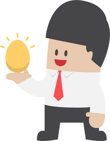 Businessman holding golden egg in his hand Illustration