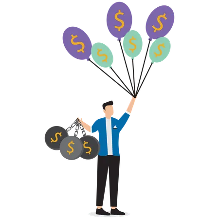 Businessman holding investment bubbles  Illustration