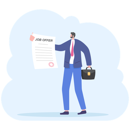 Businessman holding job offer letter  Illustration