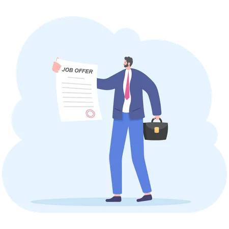 Businessman holding job offer letter  Illustration