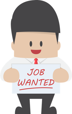 Businessman holding JOB WANTED  Illustration