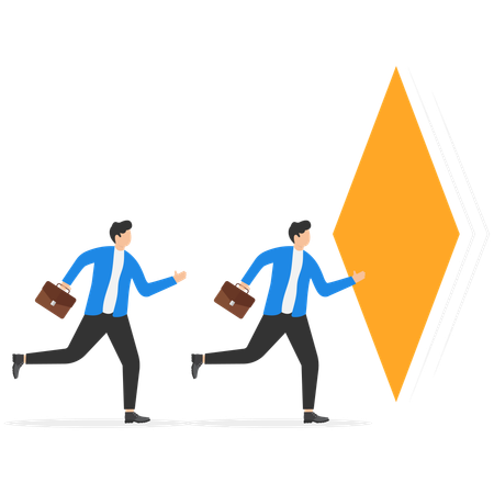 Businessman holding key to keyhole  Illustration