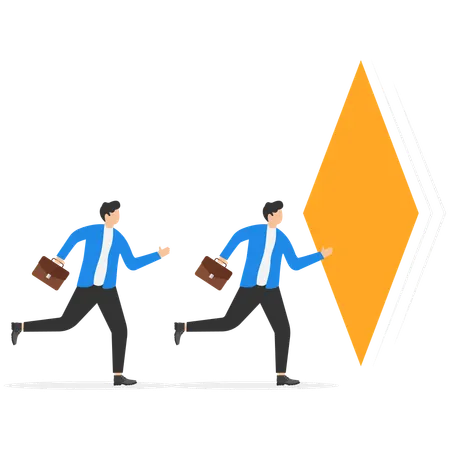 Businessman holding key to keyhole  Illustration