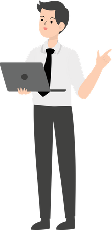 Businessman holding laptop Illustration