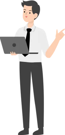 Businessman holding laptop  Illustration