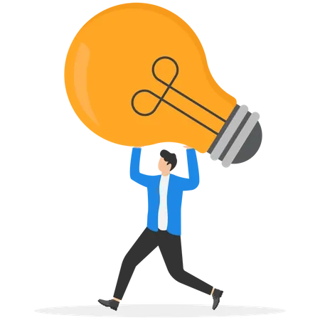 Businessman holding light bulb  Illustration